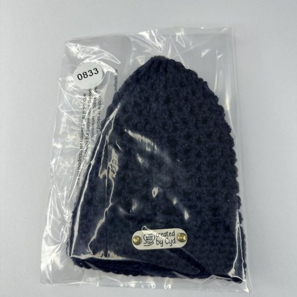 Handmade New The Clem Hobbii Friends Cotton Silk in Navy Knit Beanie- Adult S/M - Picture 10 of 10
